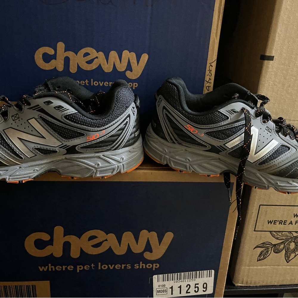 New Balance Men's Gray with Orange accents  Trail Running Shoes
